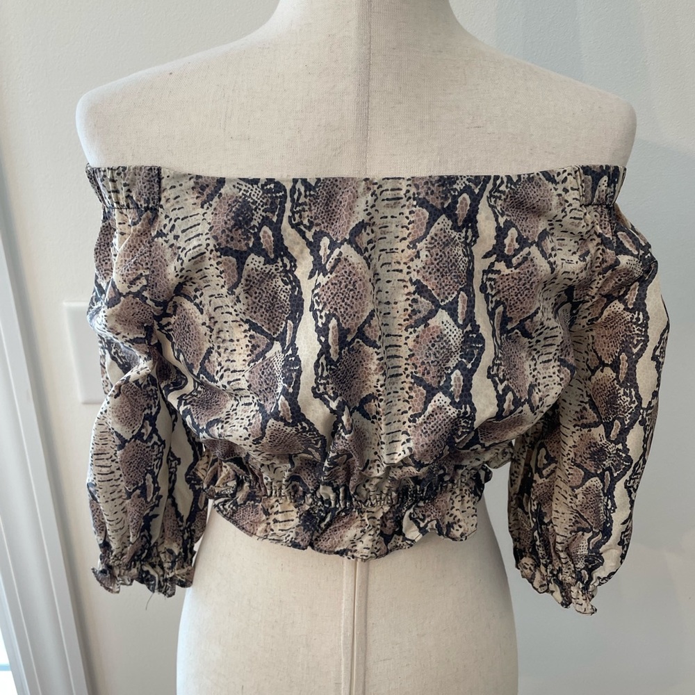 LPA REVOLVE Rara Snakeskin Ruffle Cropped Top - Picture 6 of 14